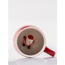 Mabeyn Mukko Home 3D Noel Baba Biblolu Kırmızı Porselen Kupa - 350ML | Yılbaşı Temalı,kırmızı