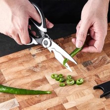 Mabeyn Mallart® Paslanmaz Çelik Çok Amaçlı Mutfak Makası – Balık Temizleme, Et ve Sebze Kesme, Şişe Açma, Ceviz Kırma – Kaymaz Saplı ve Koruyucu Kılıf Dahil