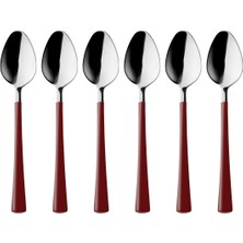 Mabeyn 6 Adet Çay ve Kahve Kaşığı Seti, Paslanmaz Çelik 18/10, Gümüş Kırmızı