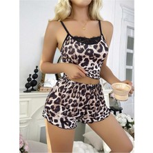 MixmioLife Leopar Desenli Şortlu Gecelik Pijama Takımı 5048