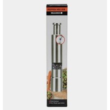 Mabeyn Coverzone Paslanmaz Çelik Tek Elle Kullanılabilir Biber ve Tuz Değirmeni – Push Button Mekanizma, Ayarlanabilir Öğütme, Şeffaf Hazne, Dayanıklı Metal Gövde | MG600A