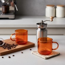 Mabeyn Deconox 2'li Borosilikat Cam Kupa Seti - 380 ml Isıya Dayanıklı Renkli Kahve ve Çay Bardağı - Kurşunsuz Ekolojik (2 Adet) Amber (Bal Rengi) ve Füme Renk Seçenekleri (Amber (Bal Rengi) - 2 Adet)