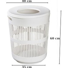 Mabeyn Yuvarlak Kirli Çamaşır Sepeti, Beyaz, Plastik, 90 L Kapasiteli,