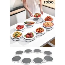 Mabeyn Robo Döner Servis Tepsisi, Gri, 90 x 55 Cm, Sessiz Tekerlek Sistemi