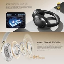 Mabeyn Qcy H3 Pro Hybrid Anc Hi-Res Ldac Bluetooth 5.4 Kafaüstü Kablosuz Kulaklık Çift Cihaz Desteği Siyah