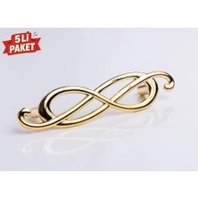 Mabeyn 5'li Parlak Altın Dekoratif Kulp 96 mm – Modern & Zarif Mobilya Kulpu (5’li Paket) | 566/096/13