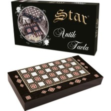 Star Antik Sedefli Polyester Tavla Eğlenceli Oyun Takımı 12 mm MDF Kasa ile Dayanıklı