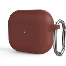 Mabeyn (5881) Kahverengi Soft Renk Darbe Emici Çengelli Silikon Kulaklık Kılıfı 3. Nesil ile Uyumlu