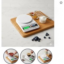 Mabeyn Dijital Hassas Mutfak Terazisi - 10KG Kapasiteli, LCD Ekranlı, Dara Fonksiyonlu Profesyonel Yemek, Pasta ve Diyet Tartısı - Beyaz (Pille Çalışır)