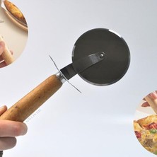 Mabeyn Promosyonca Ahşap Saplı Hamur Kesme, Pizza Kesme Ruleti, Tek Bıçaklı