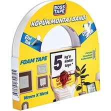 Mabeyn 5 kg Çift Taraflı Köpük Aksesuar Montaj Bandı 18 mm x 10M