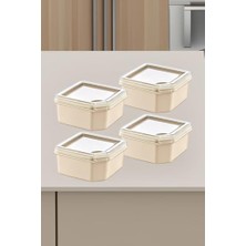 Mabeyn Smartware 4'lü Q-Box Saklama Kabı Latte 350 ml