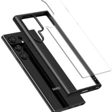 Mabeyn Galaxy S23 Plus ile Uyumlu Kılıf Kenarı Renkli Arkası Şeffaf Kamera Korumalı Protectıon Plum Kılıf