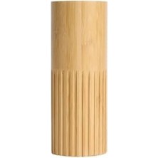 Mabeyn Bambu Yuvarlak Çizgili Tasarım Ahşap Büyük Boy Tuzluk - Karabiberlik, Açık Kahverengi/krem, 1 Adet