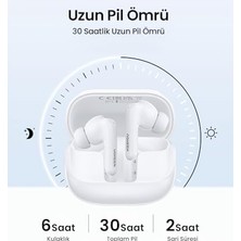 Mabeyn Hitune T6 Aktif Gürrültü Engelleyici Ekranlı Kablosuz Kulak Içi Kulaklık, 30 Saat Çalma Süresi, 4 Mikrofon, Anc, Beyaz, 55137