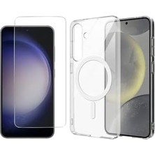 Mabeyn - Galaxy S25 Fe ile Uyumlu Kılıf Kamera Korumalı M-Safe Sert Pc Porto Kapak + Ekran Koruyucu - Şeffaf