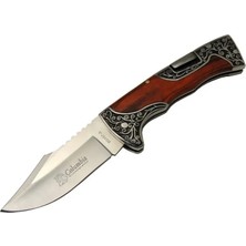 Çerçici Columbia B3157A Işlemeli Kamp Çakı 22 cm - Gül Ağacı Saplı, Manuel Açılma