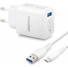 Mabeyn Nodar 18W Charge 3.0 (Qc) Micro USB Hızlı Şarj Seti - 3.4A USB To Micro USB Kablolu Adaptör,,, ve Bluetooth Aksesuarlar ile Uyumlu, Parlak Beyaz