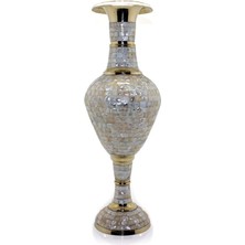Elwes Pirinç Sedefli Vazo 35 cm