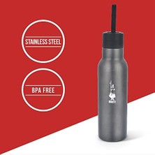 Mabeyn Bialetti - Termal Şişe - 750ML - Koyu Gri Renk - Paslanmaz Çelik - Çift Katmanlı - 12 Saat Sıcak 24 Saat Soğuk Tutar - Hava Geçirmez Vidalı Kapak Özelliği - Özel Silikon Conta Sayesinde Sızdırmaz Şişe