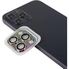 Mabeyn 13 Pro Max Full ile Uyumlu Taşlı Kamera Lens Koruyucu Çerçeveli Koruyucu Cl-08 Colorful