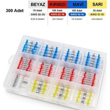Mabeyn 300 Parça Ortası Lehimli Makaron Seti, Kablo Birleştirici, Ek Muf 4 Çeşit Plastik Çantada