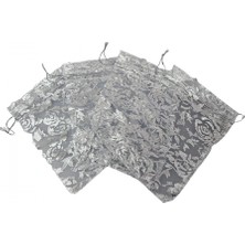 Özer Kutu Organize Gül Desenli 25 Adet 9X12 cm Boy Takı, Altın ve Hediye Kesesi(Beyaz)