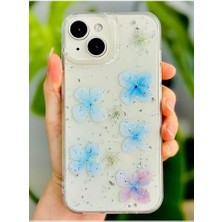 Mabeyn 13-14 ve 15 ile Uyumlu Epoksi Mavi Simli Çiçek Oyuncak Tasarımlı Esnek Silikon Kılıfı