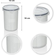 Mabeyn Orret Home Zeytinlik ve Turşuluk Saklama Kabı – 1,5 Lt Süzgeçli, Contalı ve Klipsli Kapaklı Saklama Kabı, Hava ve Sıvı Geçirmez, Zeytin, Turşu ve Gıda Saklama Kabı