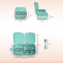 Mabeyn Eynel Bölmeli Beslenme Kutusu, Çocuk Kahvaltı Saklama Kabı, Öğrenci Okul Piknik Kamp Iş, Öğle Yemeği Yiyecek Koyma Çantası (Açık Mavi - Resimsiz)