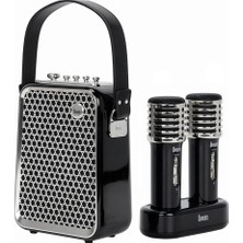 Mabeyn Songbird-Hq Çift Karaoke Mikrofonlu Bluetooth Hoparlör (Siyah)