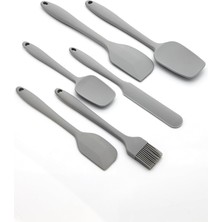 Mabeyn 6'lı Silikon Mutfak Spatula Seti, Bpa Içermez, Yüksek Isıya Dayanıklı, Gri Renk, Hediye Soyacak ile