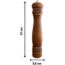 Mabeyn Doğal Ahşap Öğütücü Seramik Bıçaklı Baharat ve Tuz Değirmeni 31 cm 2 Adet