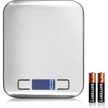 Mabeyn Promosyonca Dijital Mutfak Terazisi, Hassas Terazi, 5 kg Kapasite, LCD Ekran, Gri Metal, Kompakt