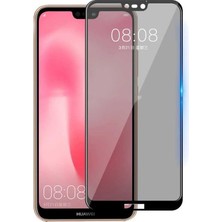 Mabeyn P20 Lite ile Uyumlu Privacy Temperli Full Ekran Koruyucu New Siyah