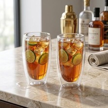 Mabeyn Borosilikat Cam Bardak, 350 ml Kapasite, Isıya Dayanıklı Yapı, Çift Cidarlı Yalıtım, Ev Ofis Restoran Için Kullanıma Uygun Borosilikat Cam Çay Kahve Espresso Latte Sunum Bardağı