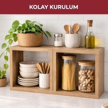 Mabeyn Pıkas Tezgahüstü Ayarlanabilir Çok Amaçlı Raf – Baharatlık, Kahve Köşesi ve Mutfak Organizeri (Kahverengi)