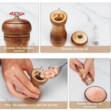 Mabeyn Aputue Karabiber Öğütücü, Doldurulabilir Tuz ve Karabiber Değirmeni, Ayarlanabilir Öğütme Mekanizması, 13 cm Ahşap Karabiberlik, Tane Karabiber, Tuz ve Kimyon Için Manuel Değirmen