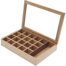 Mabeyn Promosyonca Orjinal Bambu Organizer, Çay Kutusu, Mıknatıslı Kapak, Premium Kalite, 21 Bölmeli (21)