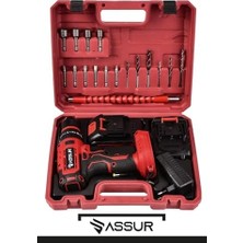 Mabeyn Assur 12V Çift Akülü Darbeli Matkap, Dijital Göstergeli, 2 Vitesli, LED Aydınlatmalı, Metal Şanzımanlı, 10MM Mandren, 17 Parça Aksesuar Seti, ASR233