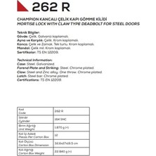 Mabeyn Kilit 262R Sn Kancalı Çelik Kapı Kilidi