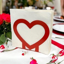 Mabeyn Romantik Sofraların Vazgeçilmezi: Kalp Temalı Metal Peçetelik Kırmızı