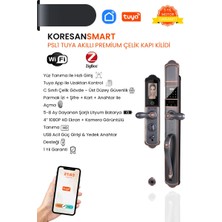 Tuya Akıllı Premium Çelik Kapı Kilidi - Yüz Tanıma - Parmak Izi - Wifi - Parola - Psl1 Model