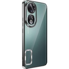 Mabeyn Honor 90 ile Uyumlu Kılıf Kamera Korumalı Logo Gösteren Parlak Renk Kenar Çizgileri ile Şık Bir Tasarım Colored Z-Omega Kapak Siyah