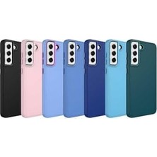 Mabeyn Galaxy S21 Fe Uyumlu Metal Çerçeve ve Buton Tasarımlı Silikon Luna Kılıf-Lacivert