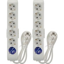 Mabeyn 6lı Priztopraklı Kablolu Ç.k 1mt Priz (2 Paketi)