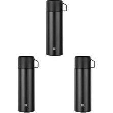 Mabeyn Zwilling Termos, Entegre Fincan, Termos Sürahi, Çift Duvarlı Yalıtım, 1 Litre, Siyah 3lü Paket