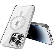 Mabeyn Labs 14 Pro Max Magsafe Uyumlu Slim Fit Kılıf Kablosuz Şarj Destekleyen Sararmaya Karşı Korumalı Kapak (Gümüş Rengi)