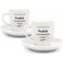 Mabeyn Dostluk 2 Kişilik 4 Parça Krem Türk Kahvesi Fincan Seti - Hediyelik Kahve Fincanı Seti