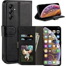 Mabeyn - Galaxy A17 ile Uyumlu 5g Kılıf 360 Tam Kaplar Deri Dokulu Kapaklı Cüzdan Standlı Kartvizitli Kopçalı - Siyah